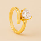 Anel Dourado Solitário Coração em Zircônia Auryn - Minha loja