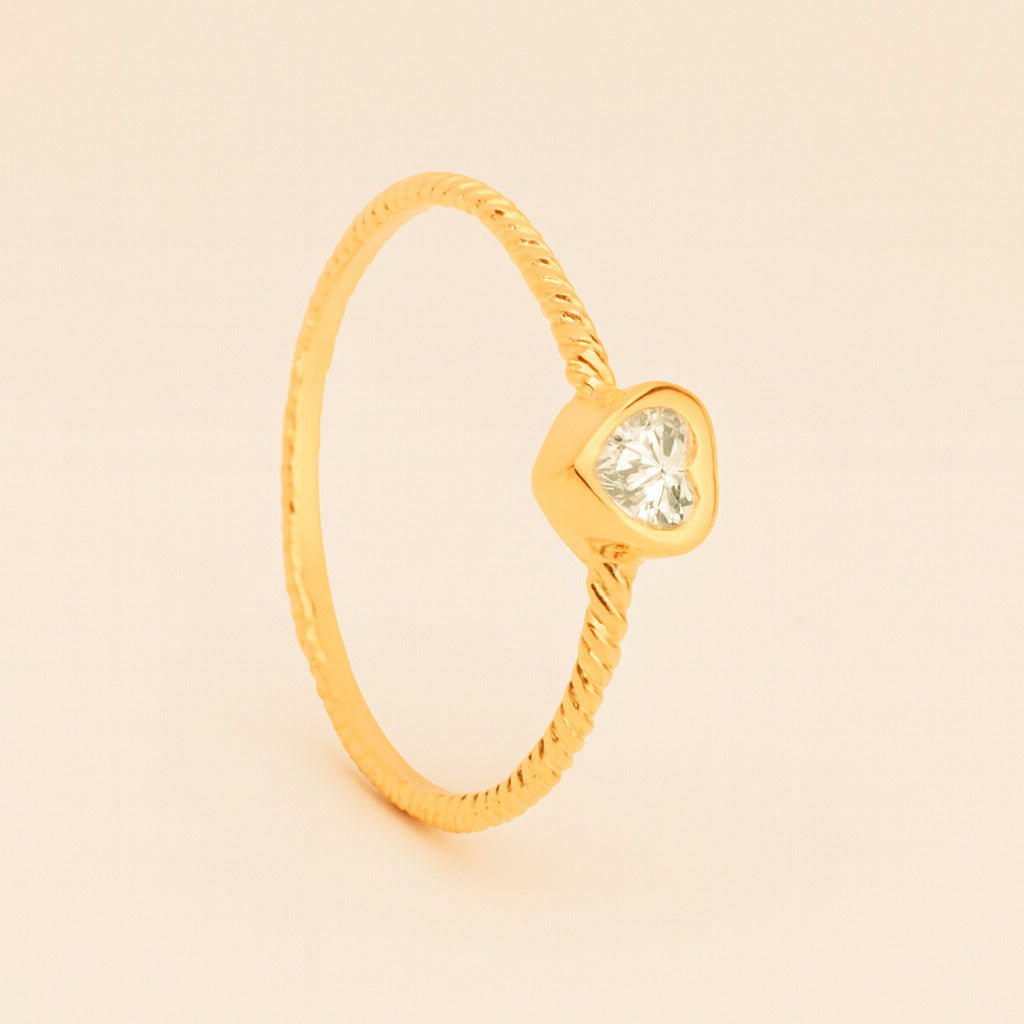 Anel Dourado Solitário de Coração em Zircônia Auryn - Minha loja