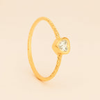 Anel Dourado Solitário de Coração em Zircônia Auryn - Minha loja