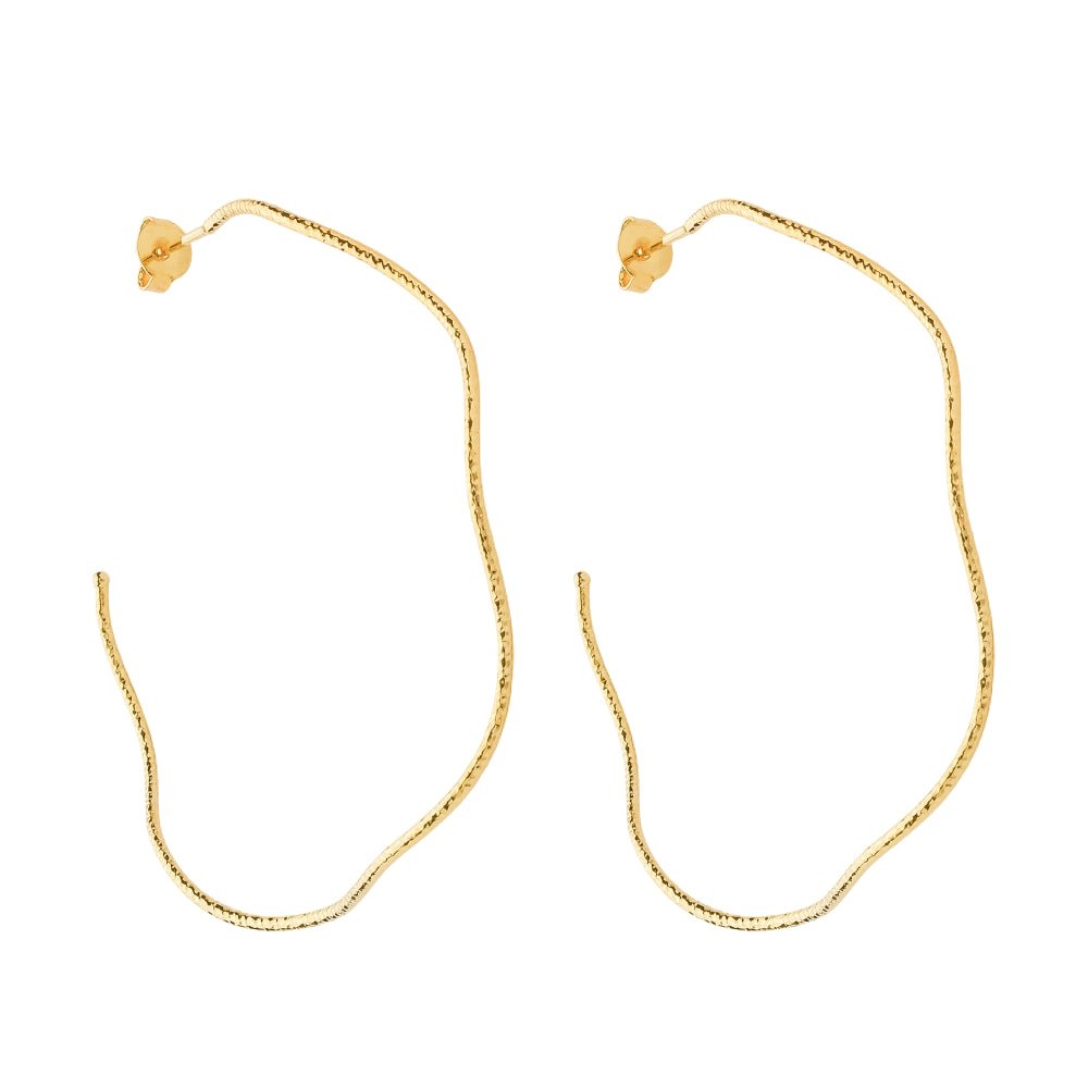 Argola Dourada Ondulada Assimétrica Auryn - Minha loja