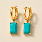 Brinco Dourado Argolinha Pedra Retangular Verde Auryn - Minha loja