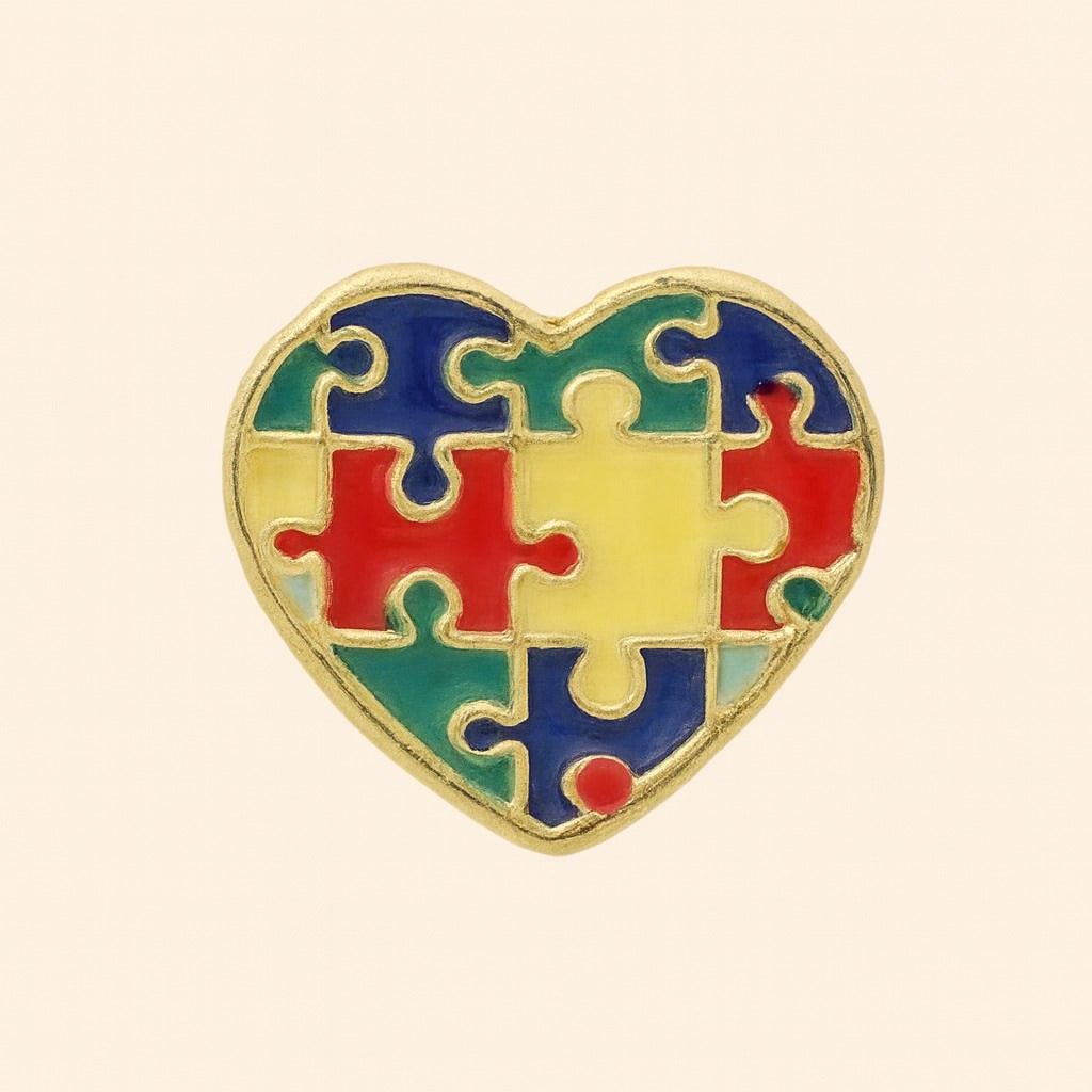 Brinco Dourado Autismo Formato Coração Auryn - Minha loja