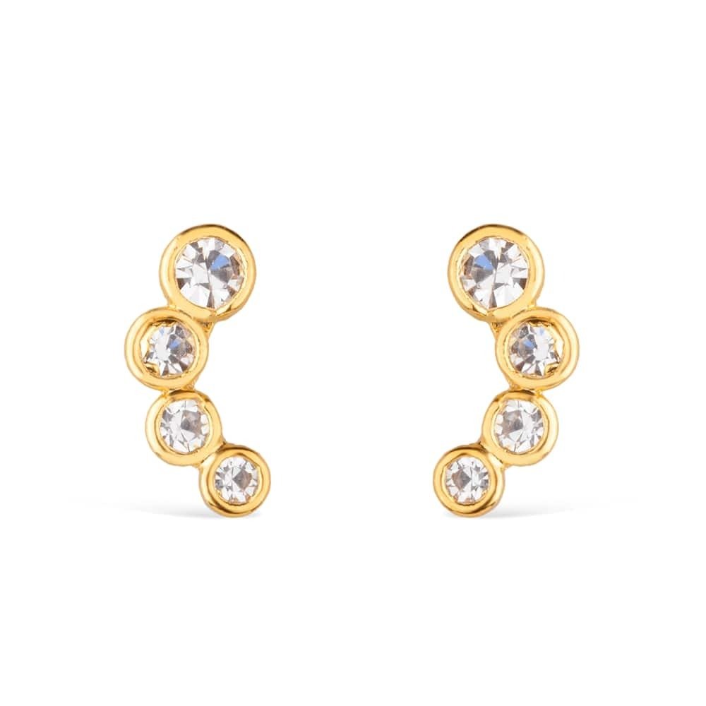 Brinco Dourado com 4 Pontos de Luz em Zircônia - Minha loja