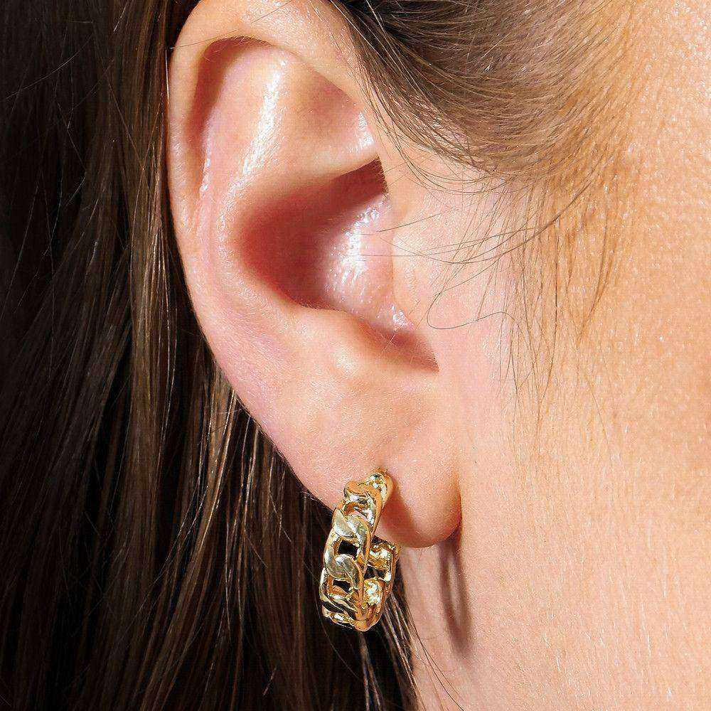 Brinco Dourado de Argola Formato Corrente Pequeno Auryn - Minha loja