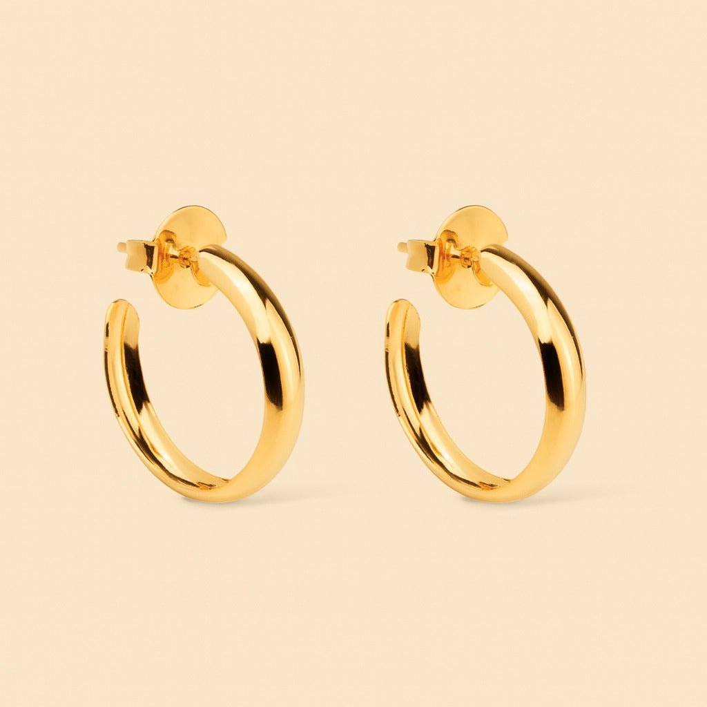 Brinco Dourado de Argola Média Lisa Auryn - Minha loja