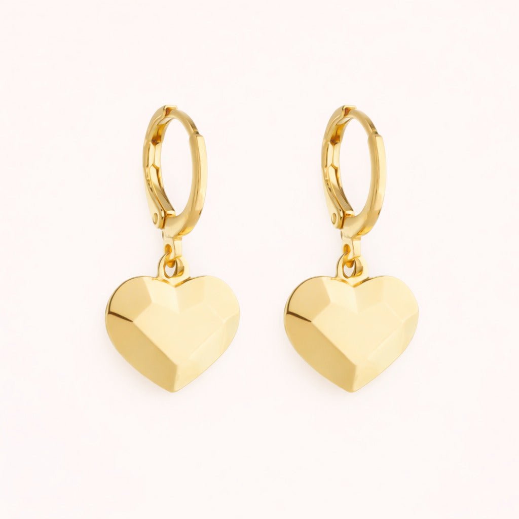 Brinco Dourado de Argolinha Coração Traços Retos Auryn - Minha loja