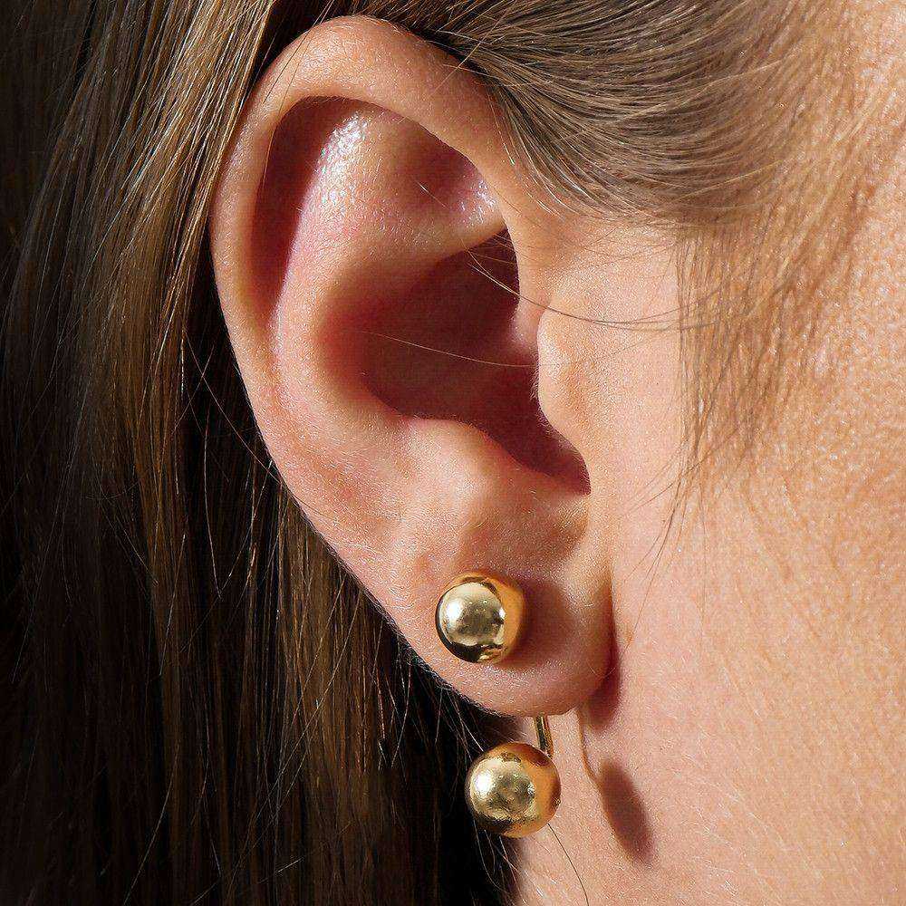 Brinco Dourado de Bola Duplo Auryn - Minha loja