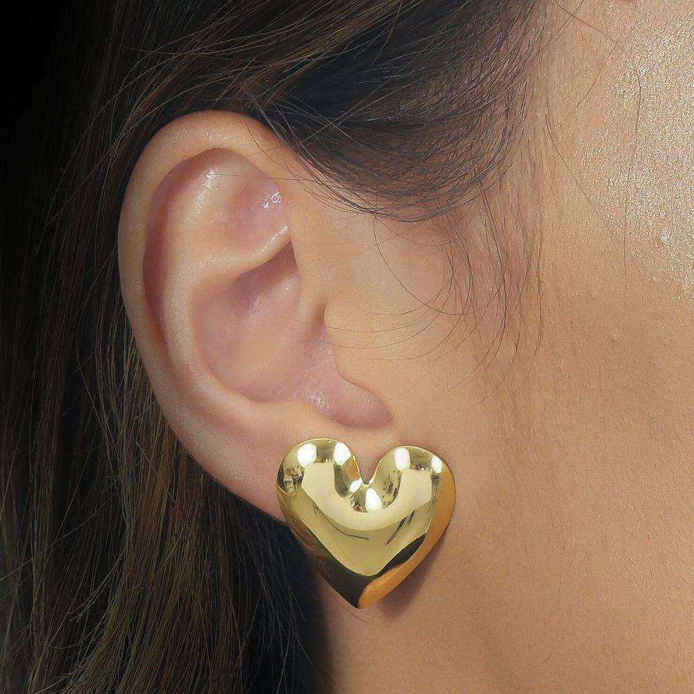 Brinco Dourado de Coração Liso Auryn - Minha loja