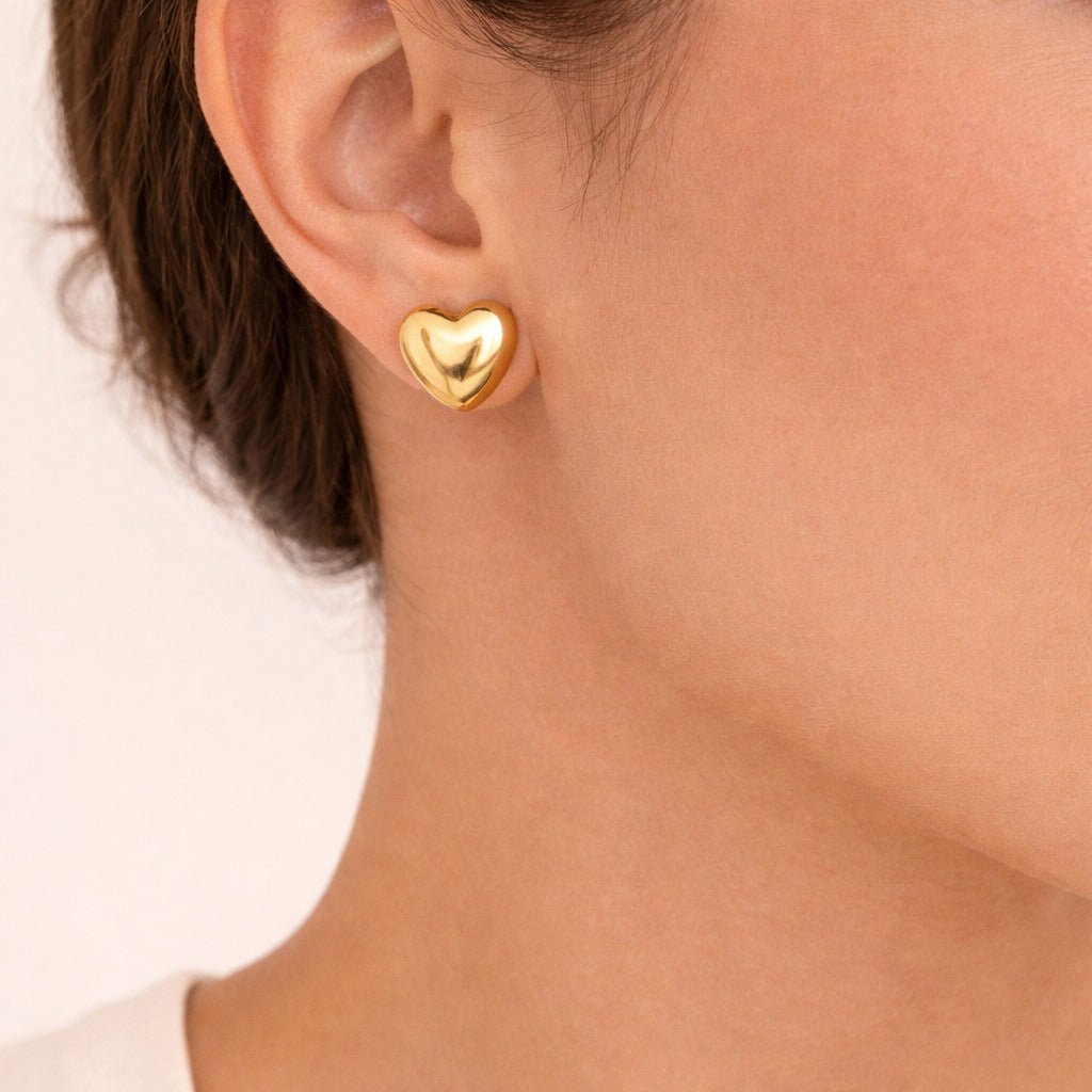 Brinco Dourado de Coração Liso Auryn - Minha loja