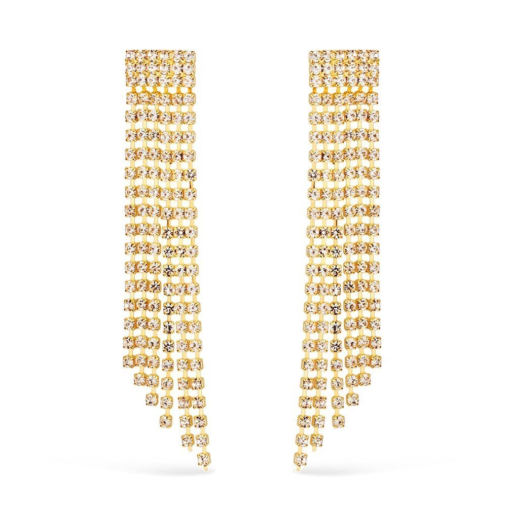 Brinco Dourado de Luxo com 123 Pedras de Strass Auryn - Minha loja