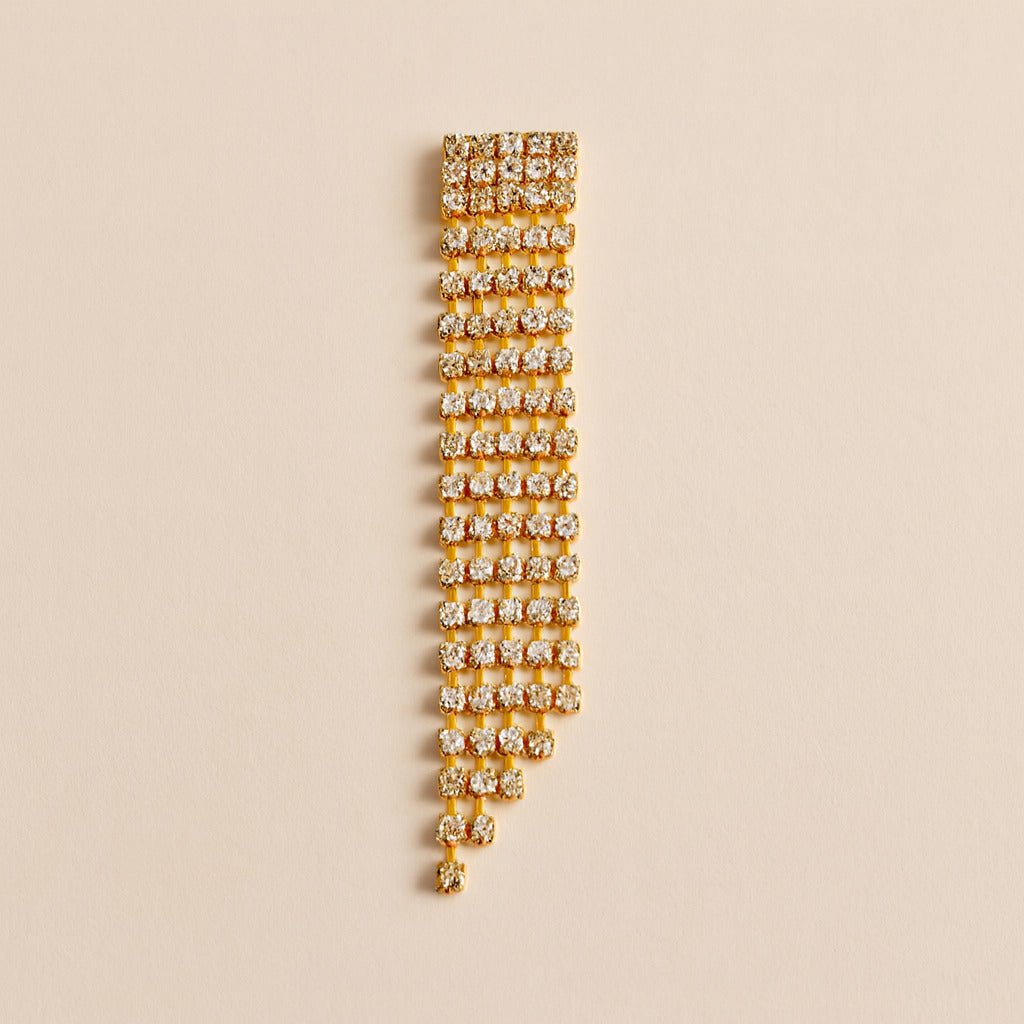 Brinco Dourado de Luxo com 123 Pedras de Strass Auryn - Minha loja