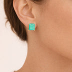 Brinco Dourado de Pedra Retangular Verde Auryn - Minha loja