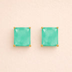 Brinco Dourado de Pedra Retangular Verde Auryn - Minha loja