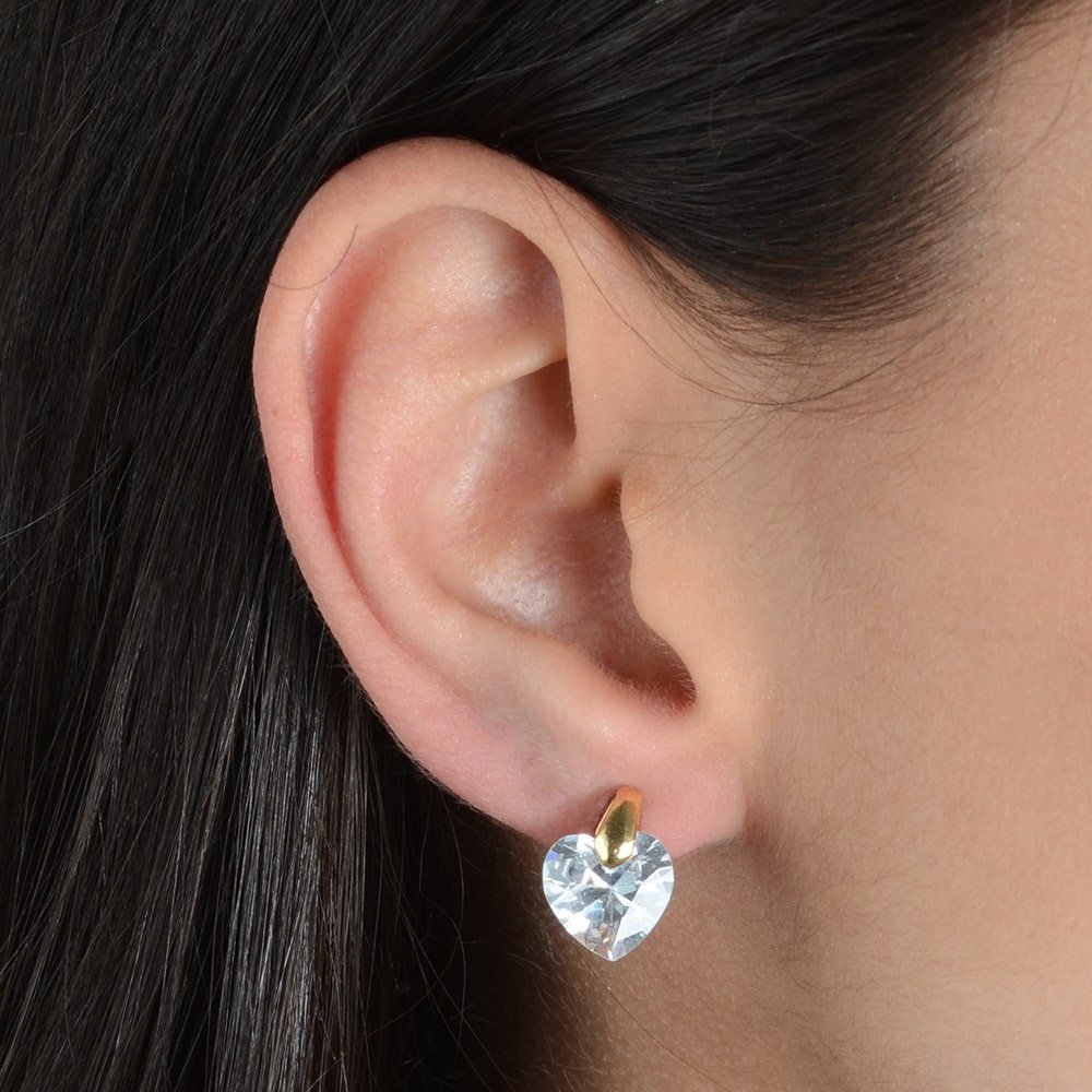 Brinco Dourado de Pedra Zircônia em formato de Coração Auryn - Minha loja