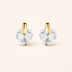 Brinco Dourado de Pedra Zircônia em formato de Coração Auryn - Minha loja