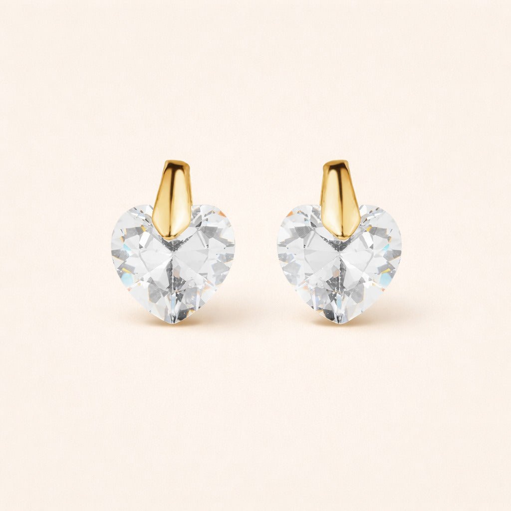 Brinco Dourado de Pedra Zircônia em formato de Coração Auryn - Minha loja
