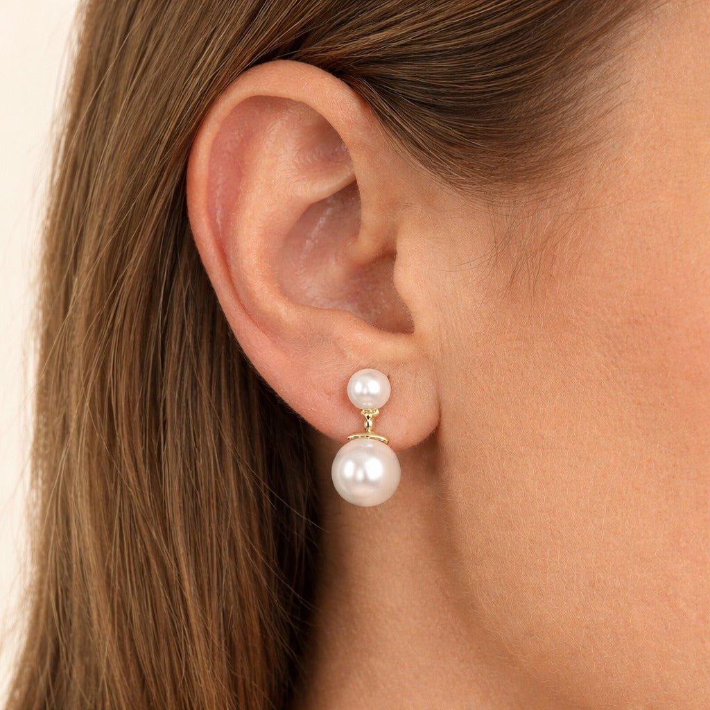 Brinco Dourado de Pérola Dupla Auryn - Minha loja