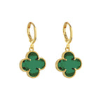 Brinco Dourado de Trevo com Zircônia Verde - Minha loja
