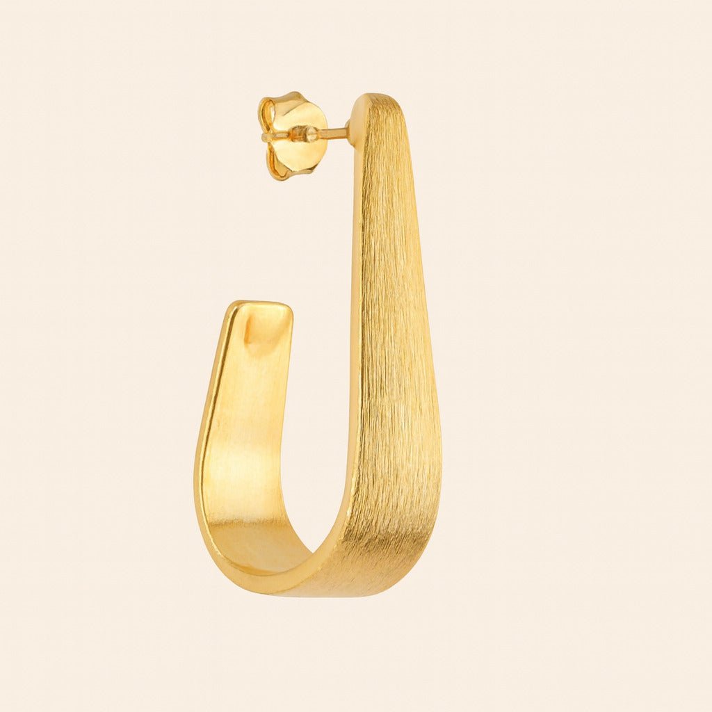 Brinco Dourado Formato Gota Escovado Auryn - Minha loja