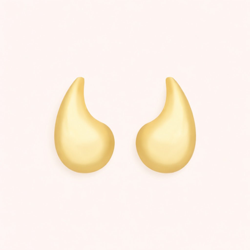 Brinco Dourado Gota Curvada Grande Auryn - Minha loja