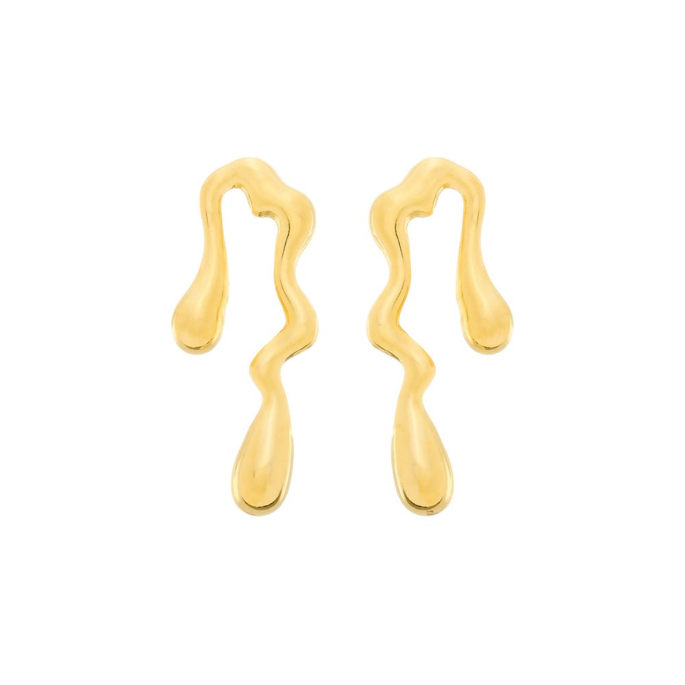 Brinco Dourado Orgânico de Gota Auryn - Minha loja