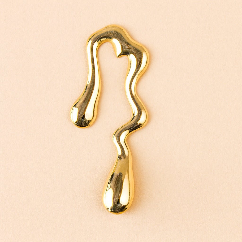 Brinco Dourado Orgânico de Gota Auryn - Minha loja