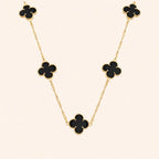 Colar Dourado 5 Trevos Preto - Minha loja