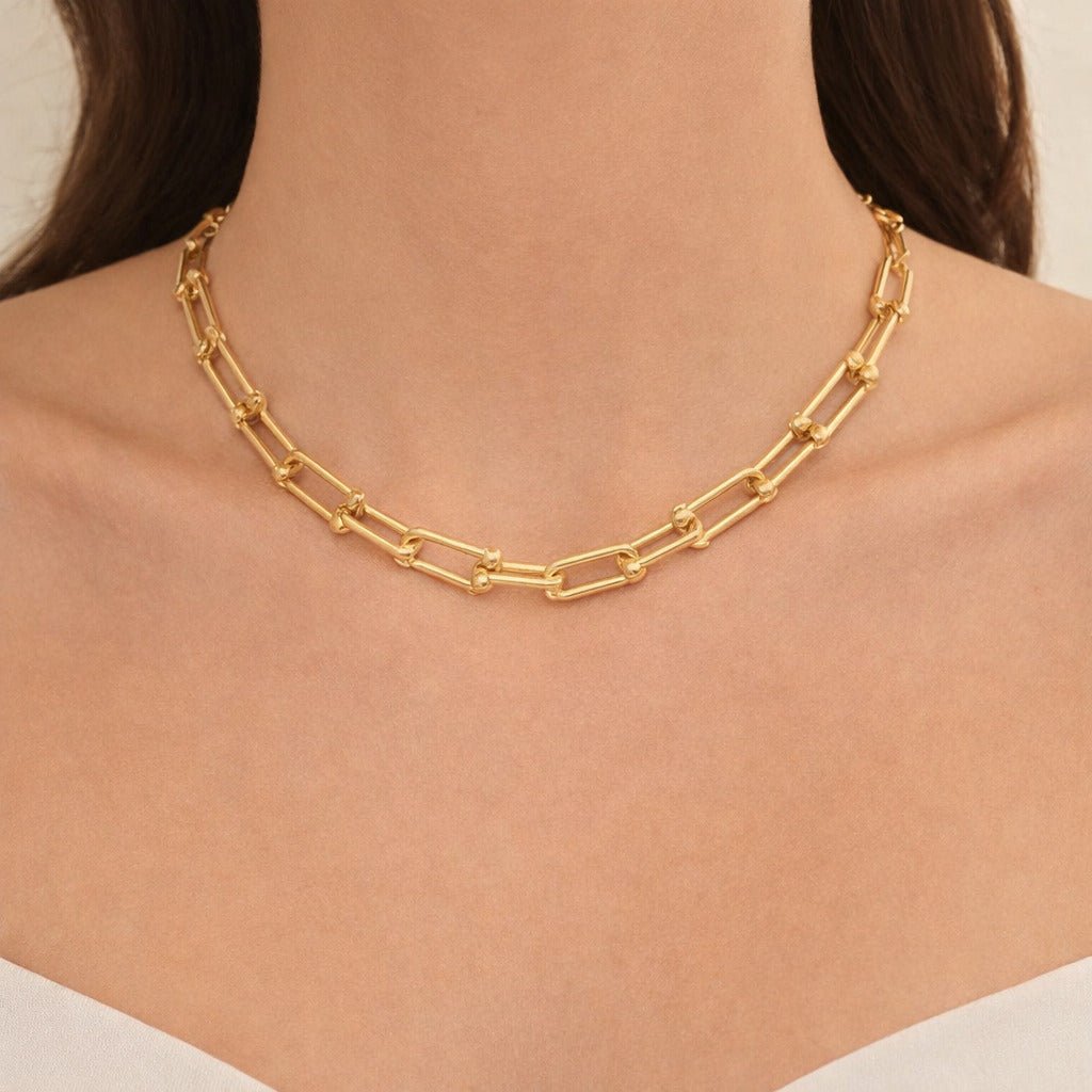 Colar Dourado Chocker Corrente Elos Largos Auryn - Minha loja