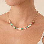 Colar Dourado Chocker de Pedras Coloridas Auryn - Minha loja