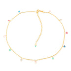 Colar Dourado Chocker Pontos de Luz Coloridos Cristais Auryn - Minha loja