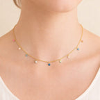 Colar Dourado Chocker Pontos de Luz Coloridos Cristais Auryn - Minha loja