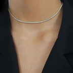 Colar Dourado Chocker Riviera Pedras Brancas Auryn - Minha loja