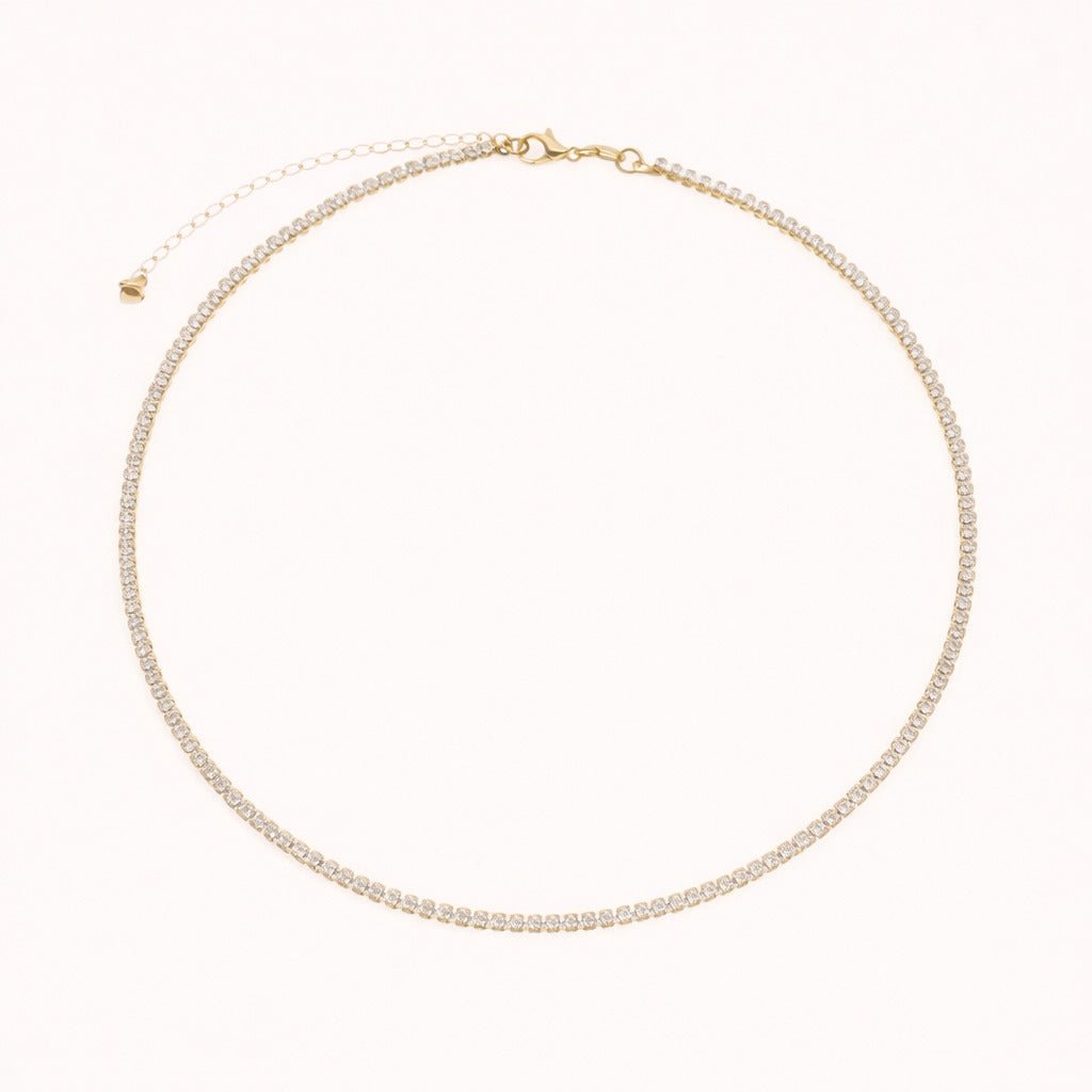 Colar Dourado Chocker Riviera Pedras Brancas Auryn - Minha loja