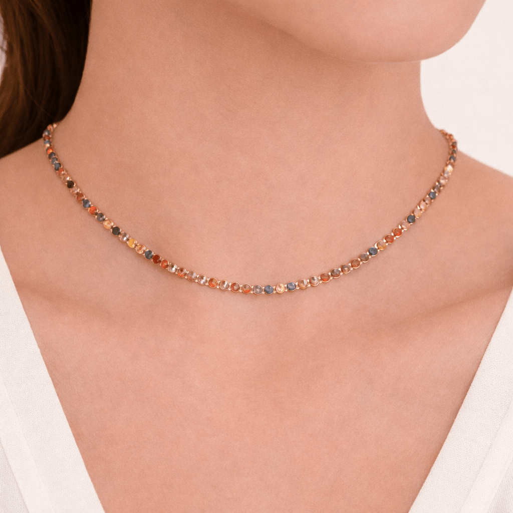 Colar Dourado Chocker Riviera Pedras Coloridas Auryn - Minha loja