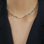 Colar Dourado Chocker Riviera Pedras Coloridas Auryn - Minha loja