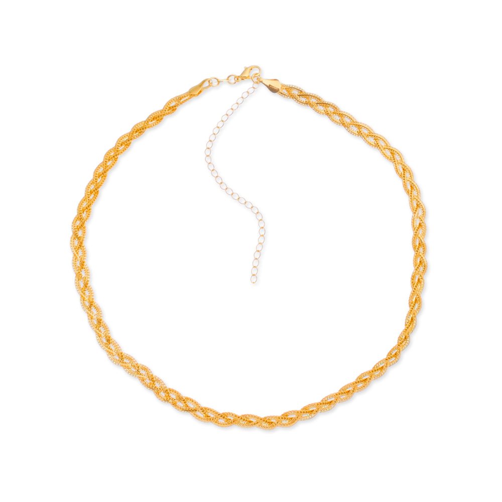 Colar Dourado Chocker Trançada Auryn - Minha loja