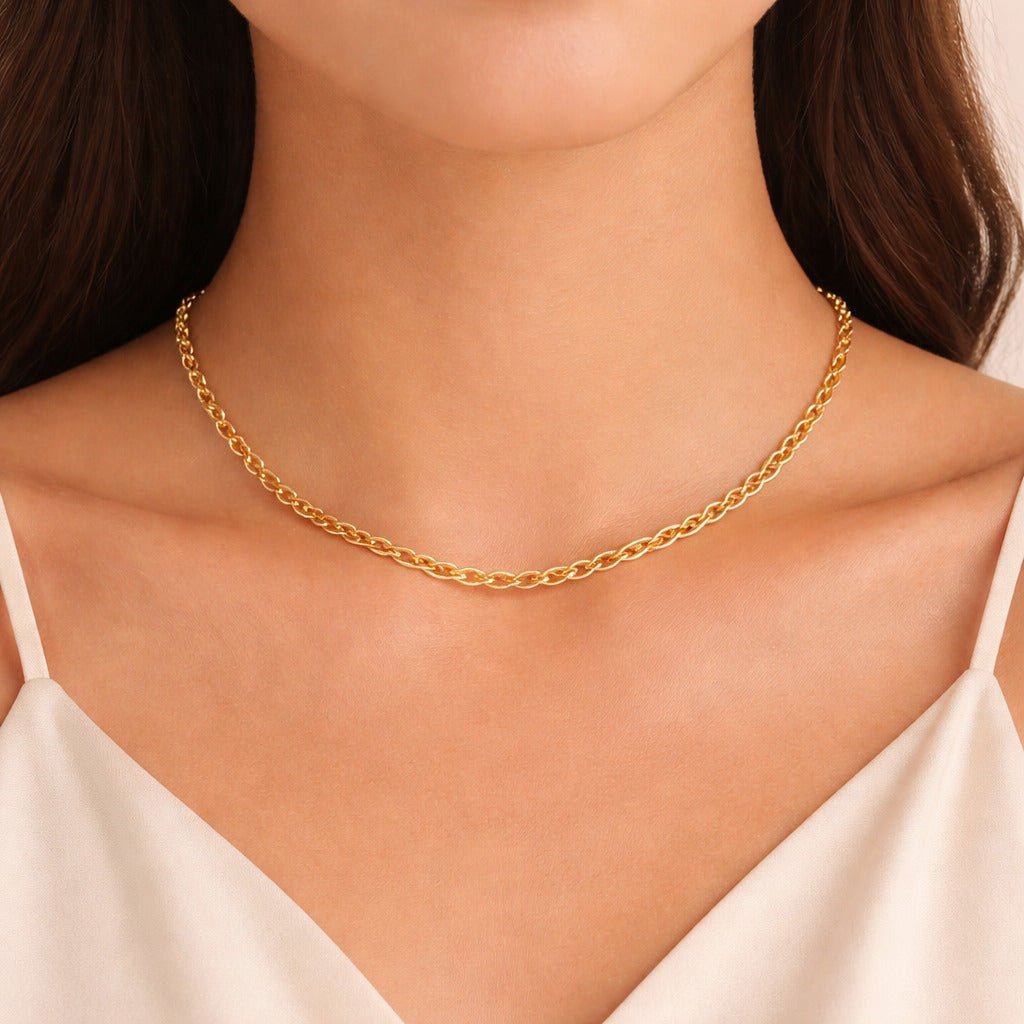 Colar Dourado Chocker Trançada Auryn - Minha loja