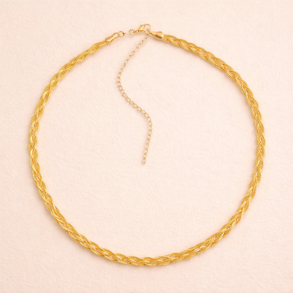 Colar Dourado Chocker Trançada Auryn - Minha loja