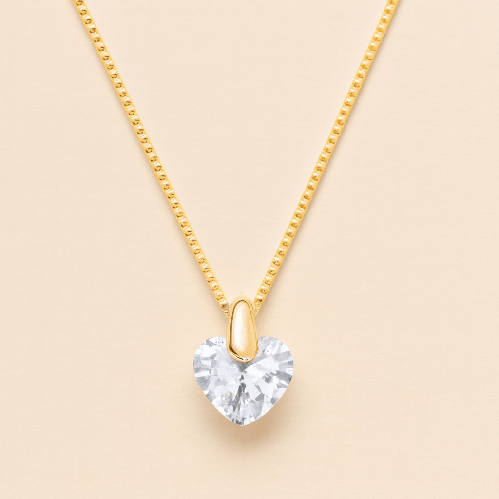 Colar Dourado de Coração em Cristal Auryn - Minha loja