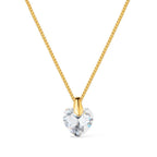 Colar dourado de coração Auryn com cristal em semijoia premium