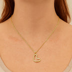 Colar Dourado de Coração Irregular Vazado com Zircônia Auryn - Minha loja