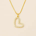 Colar Dourado de Coração Irregular Vazado com Zircônia Auryn - Minha loja