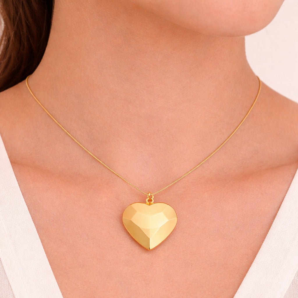 Colar Dourado de Coração Traços Retos Auryn - Minha loja