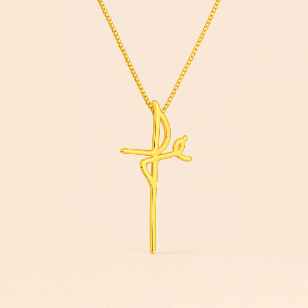 Colar Dourado de Cruz Fé Auryn - Minha loja