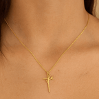 Colar Dourado de Cruz Fé Auryn - Minha loja