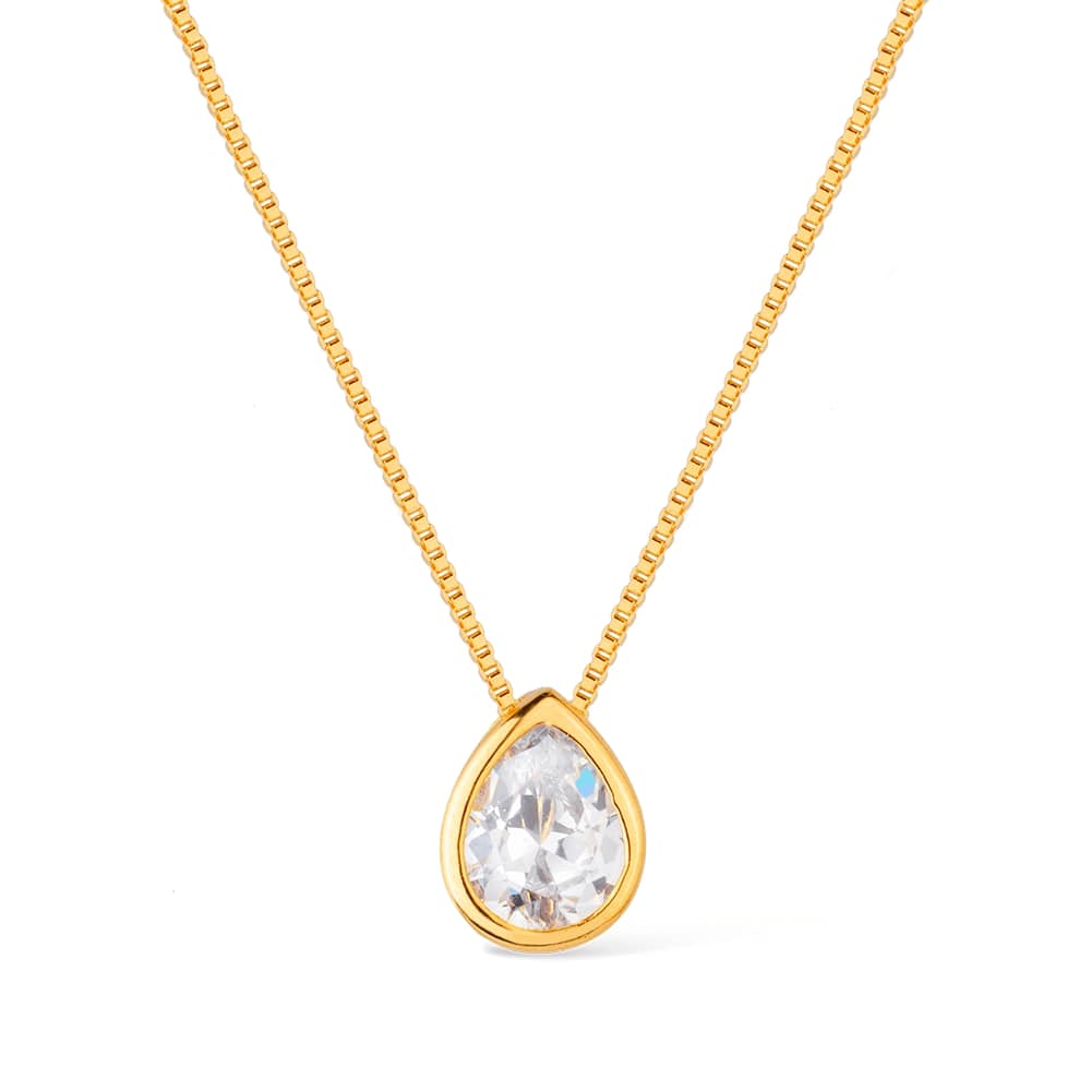 Colar feminino Ayren dourado com zircônia em formato de gota