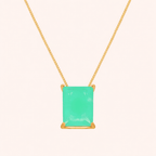 Colar Dourado de Pedra Retangular Verde Auryn - Minha loja