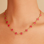 Colar Dourado de Trevos Rosas Auryn - Minha loja