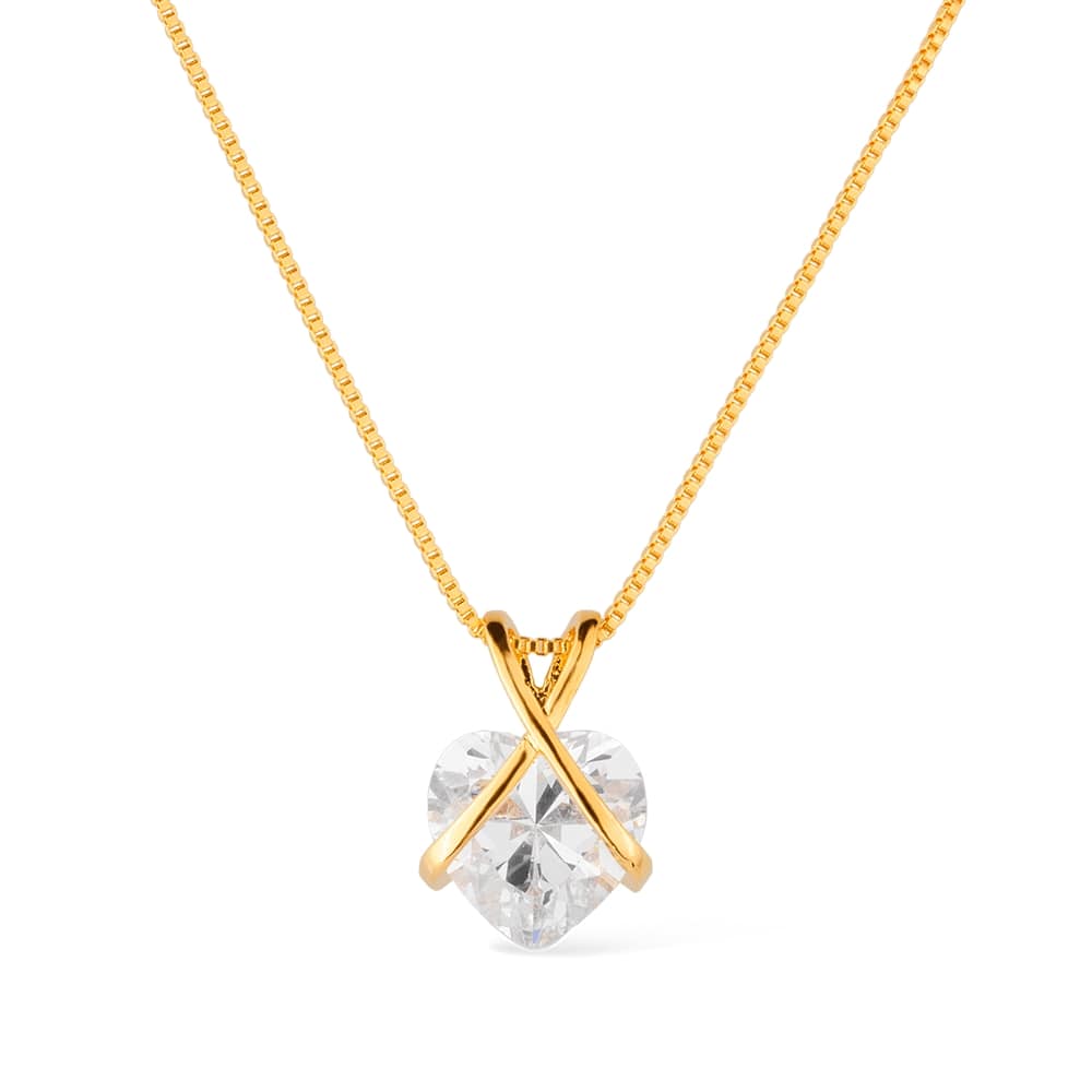 Colar feminino Ayren dourado com zircônia em formato de coração