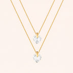 Colar Dourado Duplo de Coração em Cristal Auryn - Minha loja